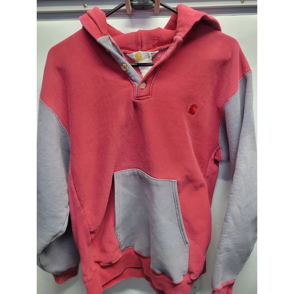 Vtg Carhartt Colorblock Hoodie Pullover Pocket Logo Rugged‎ Outdoor Wear sz M